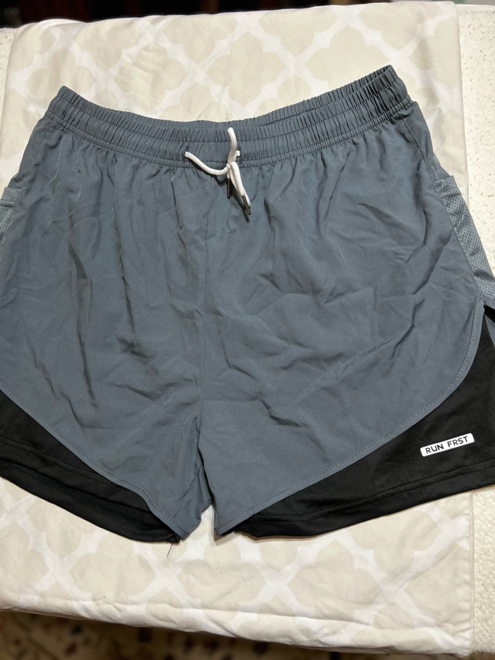 Men/women’s Athletic Running Shorts in Gray with Black Trim